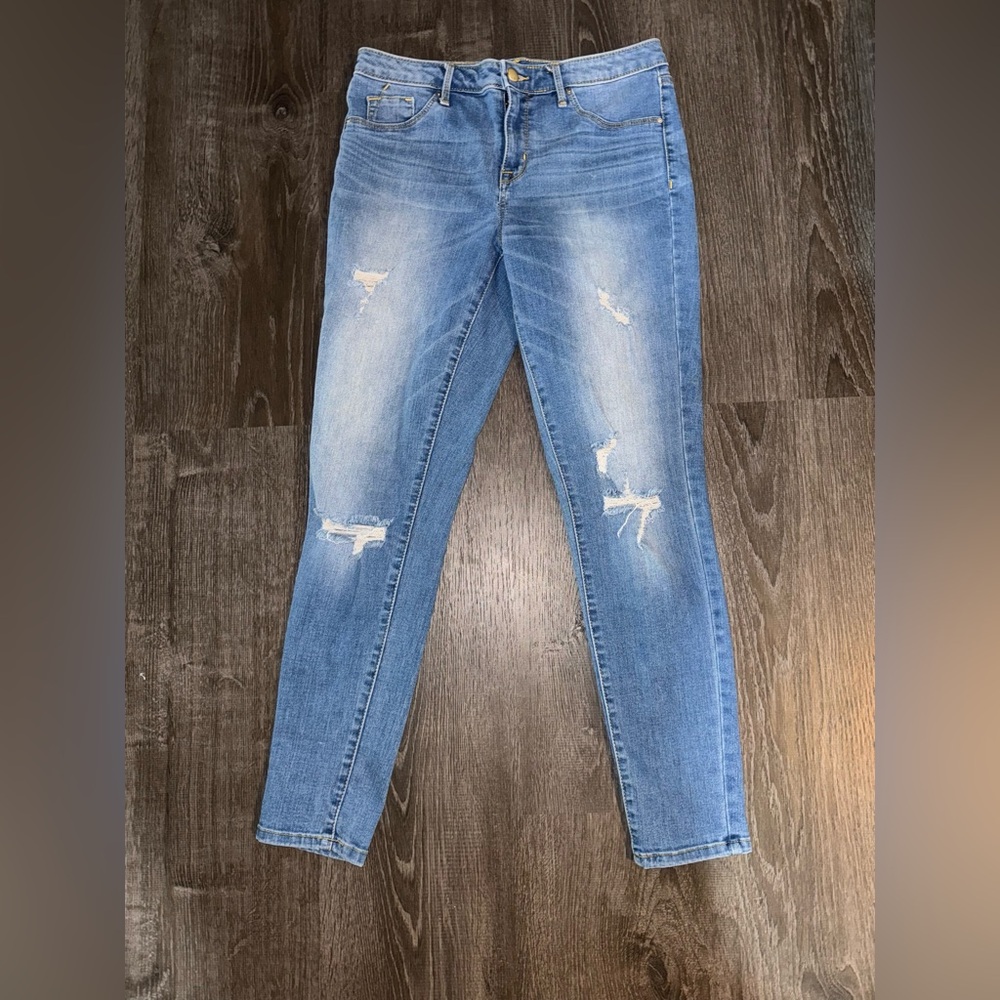 Mossimo Supply Co. Light Blue Distressed Skinny Jeans